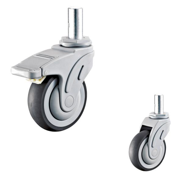 TPR 5 Inch Threaded Stem Casters , 135kg Loading Hospital Bed Caster Wheel