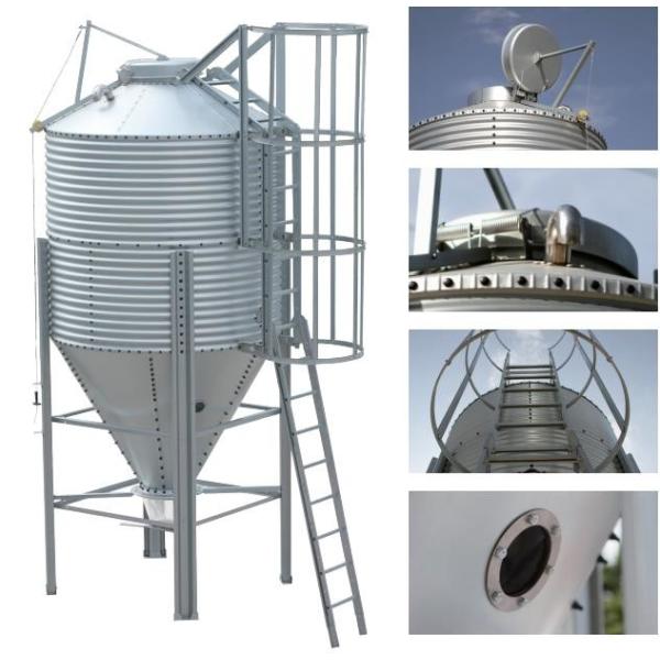 Hot Galvanized Steel Animal Feed Silo 3-30 Ton Feed Grain Bin