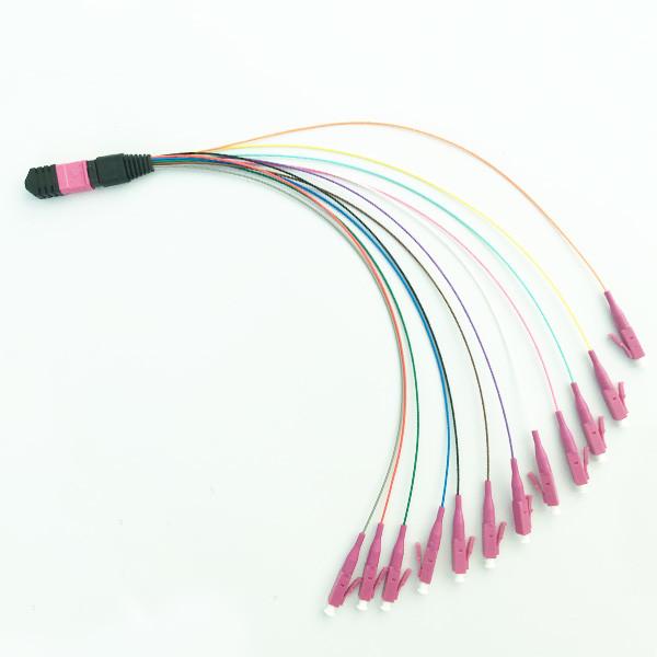 OM4 LC MPO Fanout Cable LSZH 3.0mm 12F ribbon fiber optic cable