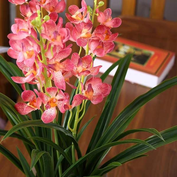 Decoração 80cm artificial vivo alta da tabela da casa das flores da tela do Cymbidium