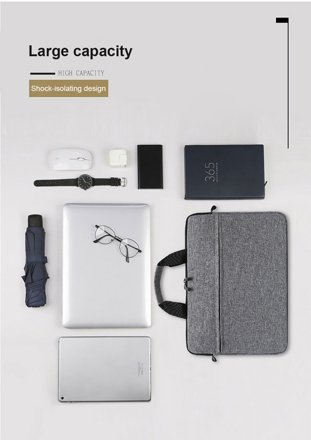 Business Casual Waterproof Laptop Bag Nylon Tablet Cover with Zipper & Shoulder Strap Portable Inch Work Bag Wholesale OEM/ODM/Private Label