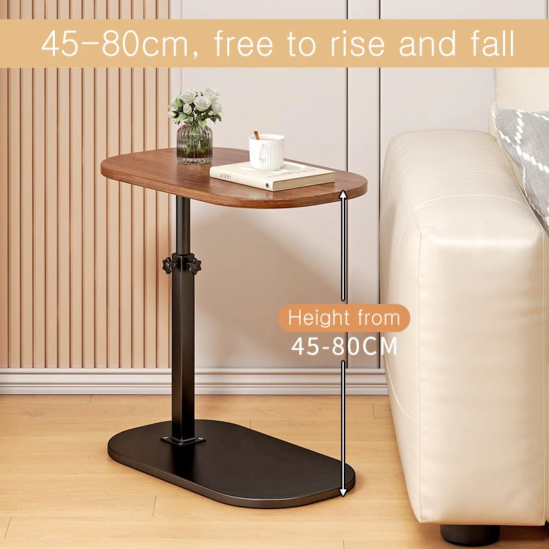 C Shaped End Table, Small Couch Side , Sturdy Slide Under Sofa with Metal Frame for Living Room Bedroom