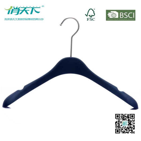 Betterall High-quality Dark Blue Plastic Hanger with Skid-proof Shoulder