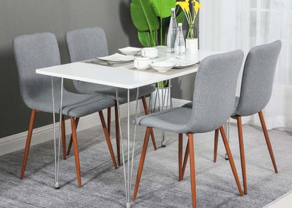 Back Brown Metal Legs Contemporary Dining Chairs With Fabric Cushion Seat