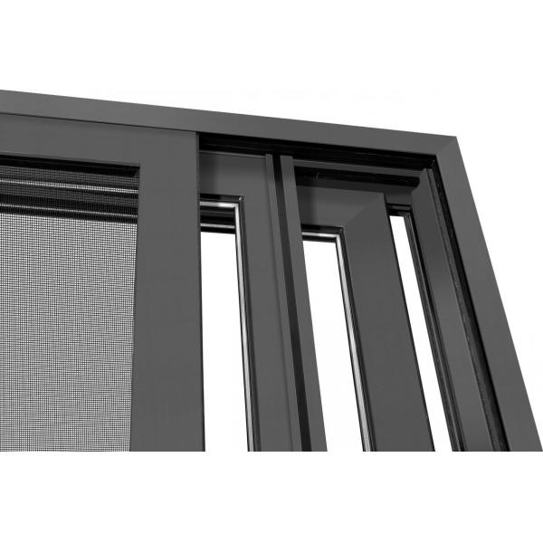 Porte coulissante à profil en aluminium robuste personnalisable avec verre trempé