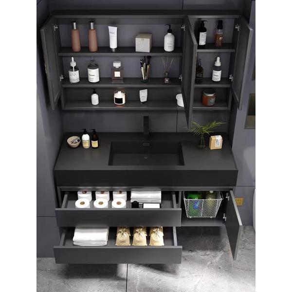 Modern Hotel Room Cabinets Rock Plate Wash Basin Integrated Bathroom Units