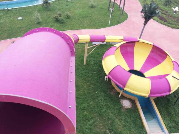 Customized Exciting Aqua Park Fiberglass Water Slide Red / Yellow / Green