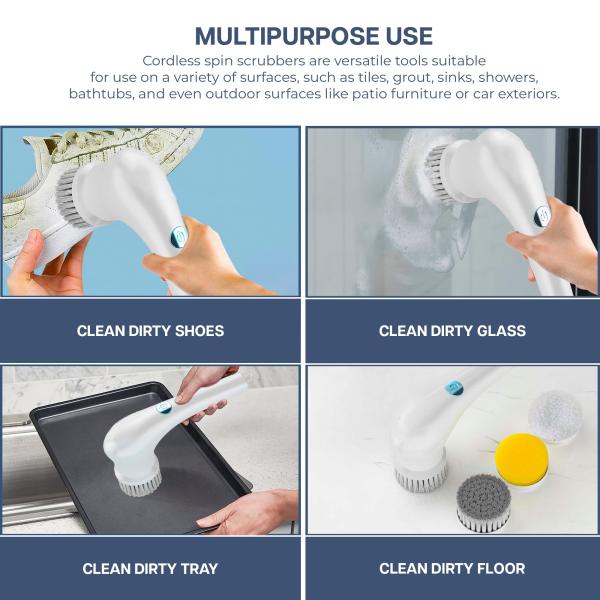 Replaceable Brush Heads Handheld Cleaning Brush for Electric Spin Scrubber in Kitchen