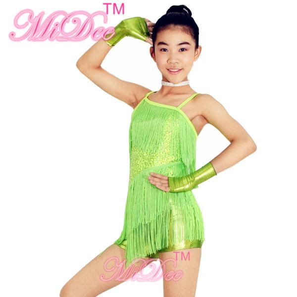 Latin Dance Competition Costumes Sequined Bodice Sensational One Shoulder Fringe Dress