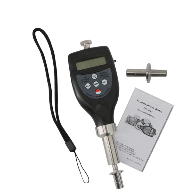 FHT-1122 Fruit Hardness Tester Penetrometer, Durometer with 7.9mm/11.1mm Tip Diameter 0.2~11.0 Kgf/Cm² Range and ±(1%H+0.1) Kgf/Cm² Accuracy