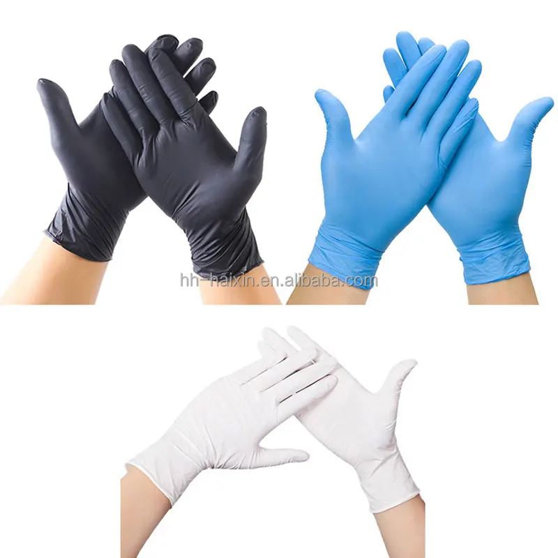 Haixin Powder Free Food Grade Work Hand Medical Disposable Nitrile Gloves