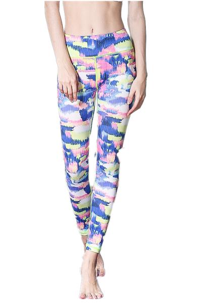 CPG Global Women's Fitness Legging Sport Running Pants Yoga Watercolor Blue Print Super Slim HK14