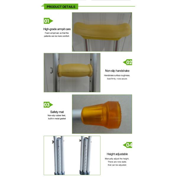 New type good design silver adjustable aluminium crutch for sale