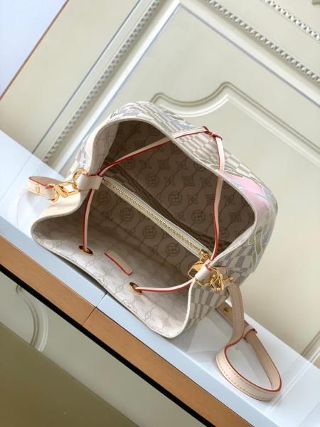 O rosa branco Damier Azur Canvas LV marcou o saco da cubeta de Bag NéONoé milímetro do mensageiro