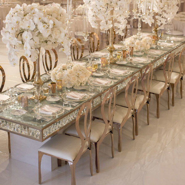 12 Foot Folding Banquet Table Top Glass Rectangle Crystal Chic 8x30