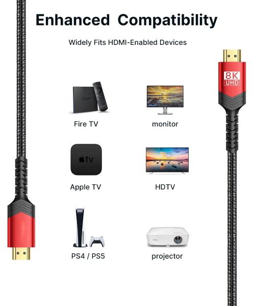 Cable HDMI Ultra Alta Velocidade 4K 120Hz 8K 60Hz 24/26/28/30 para comprimento diferente 1m 1,5m