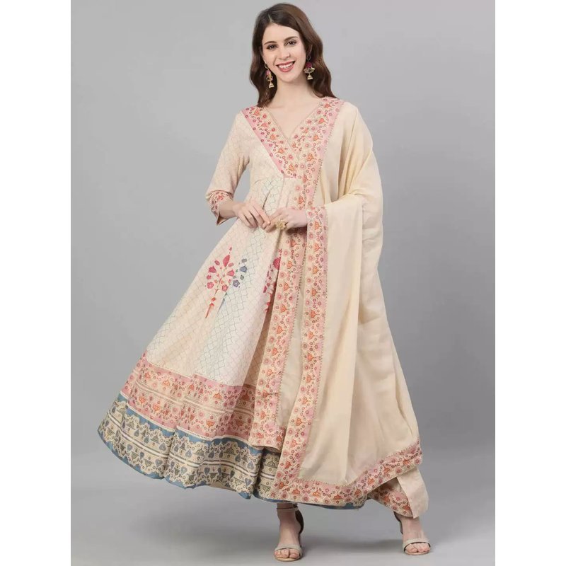 Indian Cotton Print Dress & Shawl Set (Women)
