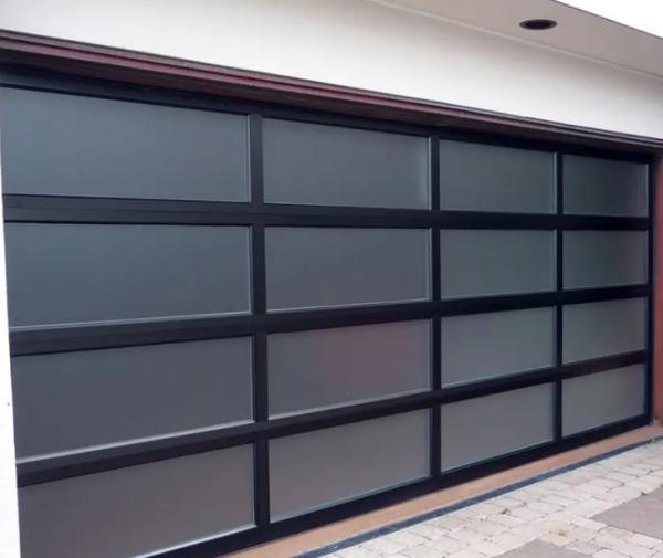 Porte de garage sectionnelle en alliage d'aluminium à vue complète à 3 couches