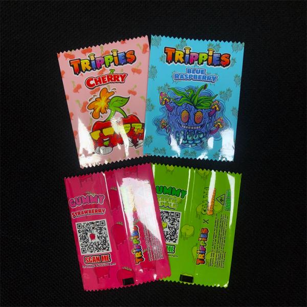 Glossy Finished Mylar Weed Packaging Back Heat Seal Mylar Bags For Gummy Candy