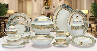 66 pcs embossed gold  dinner set