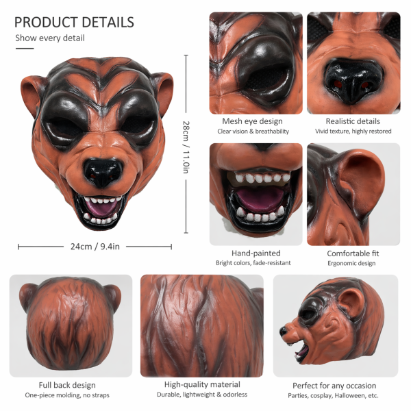 Latex Material Monster Mask with Bold and Creative Designs in One Size Fit Most for Festivals and Theatrical Shows