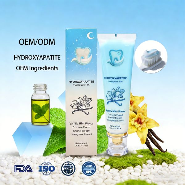 10% Nano Hydroxyapatite Whitening Toothpaste Anti-Bacterial Anti-Cavity Features Oral Refreshing Vanilla Mint Peach
