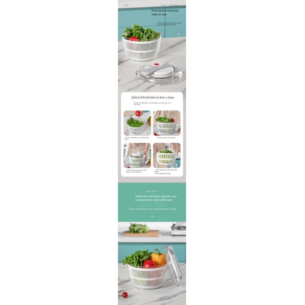 One-Handed Bamboo Electric QuickPush Salad Spinner for Fast and Easy Salad Preparation