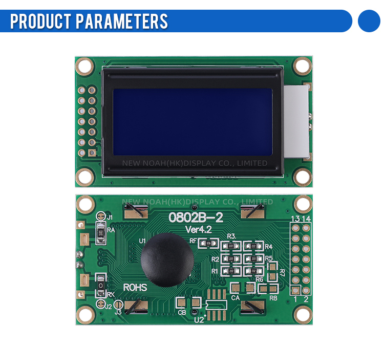 Russian Blue Film White Letters 0802B-2 Character LCD Module Character LCD Portable Display Module