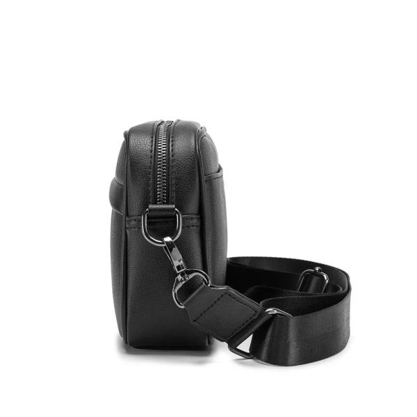 Black Microfiber Cell Phone Cross-body Pouch Male Side Sling Cross Bag Men Leather Messenger Bag For Men