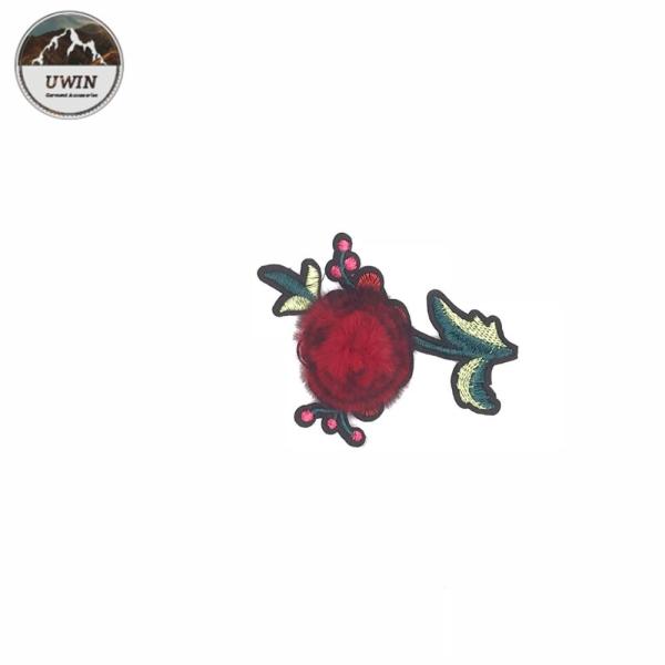 Smooth Touching Floral Iron On Patches Red / Green Embroidery For Women Dress