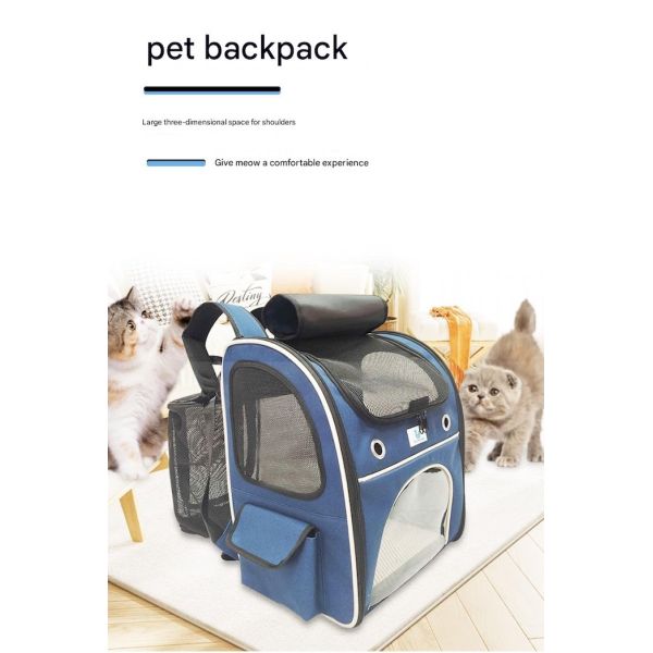 Washable Blue Polyester Oxford Expandable Pet Rucksack Travel Bag Durable Non Toxic Ideal For Indoor Outdoor Pet Owners Needing Safe And Easy To Clean Travel Gear