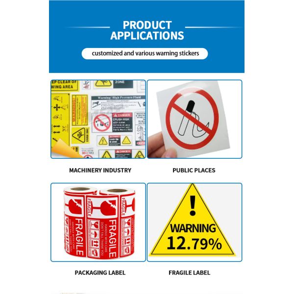 Fork Shape Warning Tip Rectangle White Sticker Coated For Toilet
