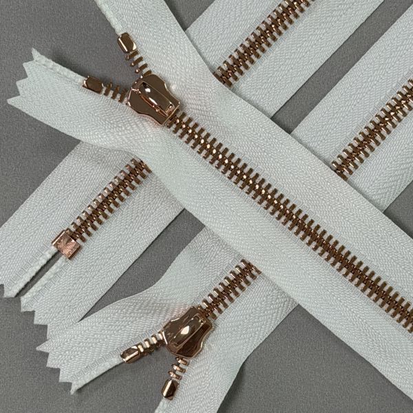 #5 Double Pointed Teeth Metal Zip Up Closed End Rose Gold Secure Interlocking Design