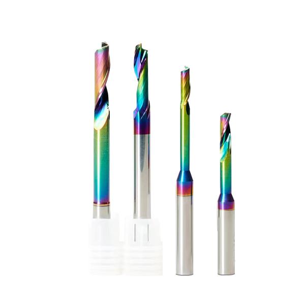 Wholesale Price Colorful Coated Profiling  Single Flute Spiral Drill Bit Tungsten Carbide End Mill Cutting Tools  for Aluminum