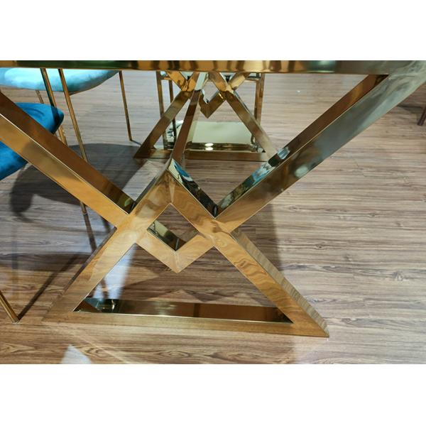 Smooth Hand Feeling 90cm Stainless Steel Marble Dining Table