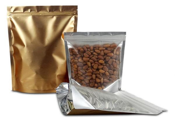 Tea / Coffee Beans Stand Up Aluminum Foil Packaging Bags With Clear Window