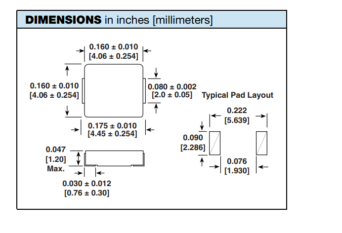 IHLP1616ABER2R2M11 2.2 μH Защищенный формованный индуктор 2.75 A 83.5mOhm Max Нестандартный