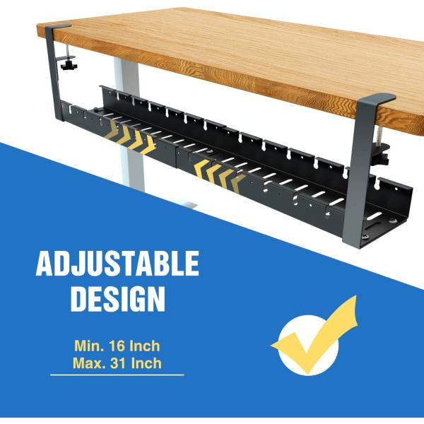 Bajo el manejo de cables de escritorio hecho fácil con 31 pulgadas retráctil de la tira de corriente del cable de soporte