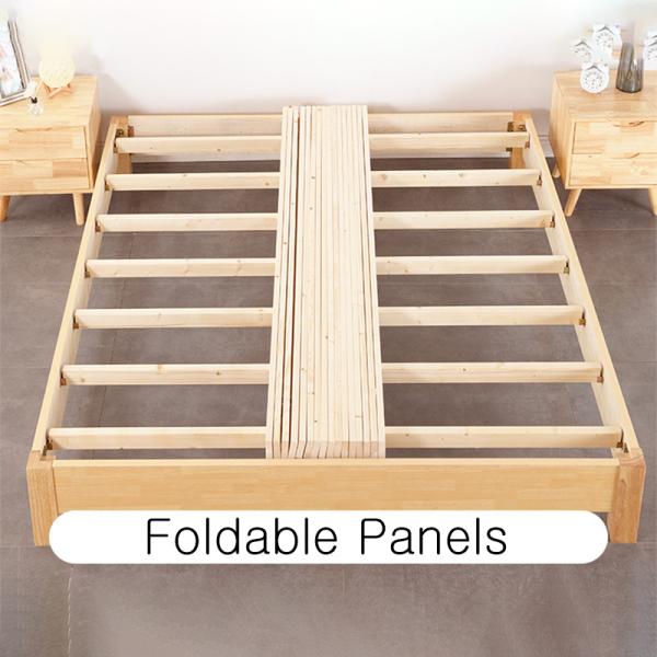 Bedroom Furniture Solid Wood Bed Beech Frame Sleeper with Storage Space for Double in Guest Room en Platform