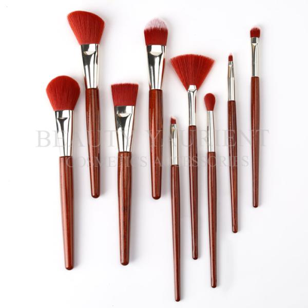 Luxury 9Pieces Private Label Makeup Brushes Red Makeup Brush Set 20.3cm