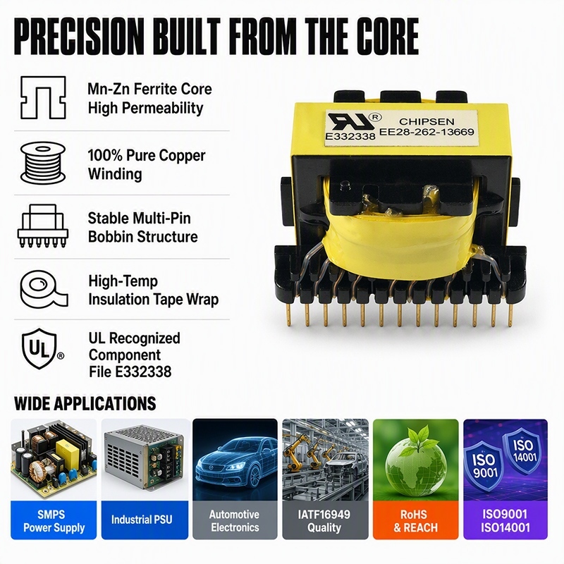 High Frequency Ferrite EE28 SMPS Transformer for LED Driver Power Supply Unit