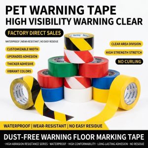 Heavy Duty Abrasion Resistant PET Floor Marking Tape Waterproof Oil-proof No Residue After Peeling for Factory Safety