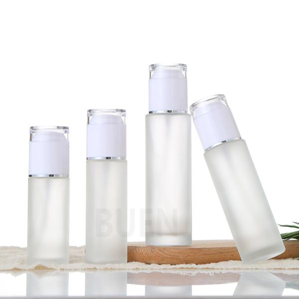 Screw Glass Frosted Glass Cosmetic Jars Cylinder Shape Glass Lotion Jars