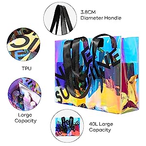 Iridescence Beach Bags for Women - Extra Large Beach Tote Waterproof Sandproof, Pool Bag Travel Picnic Camping