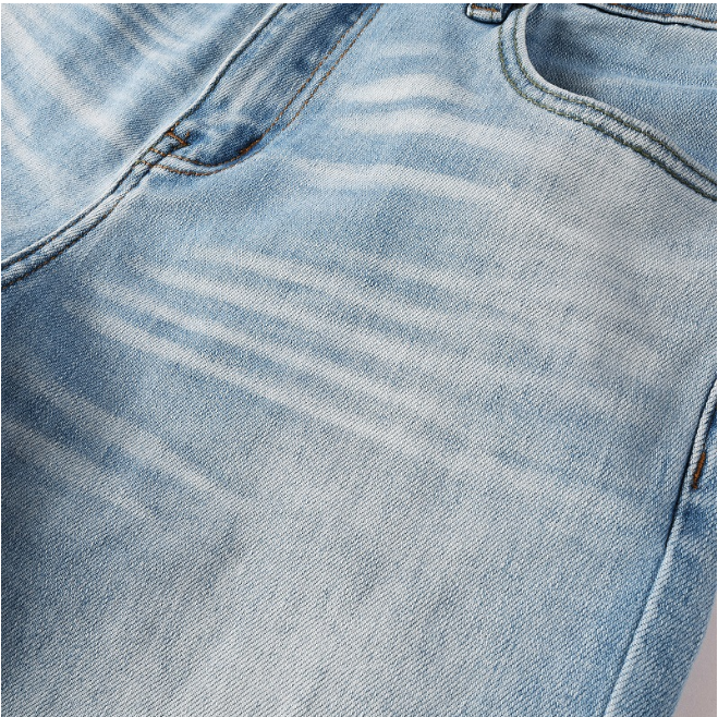 Light Washed Men's Jeans Mid Rise Flare Denim Jeans With Whisker Detailing
