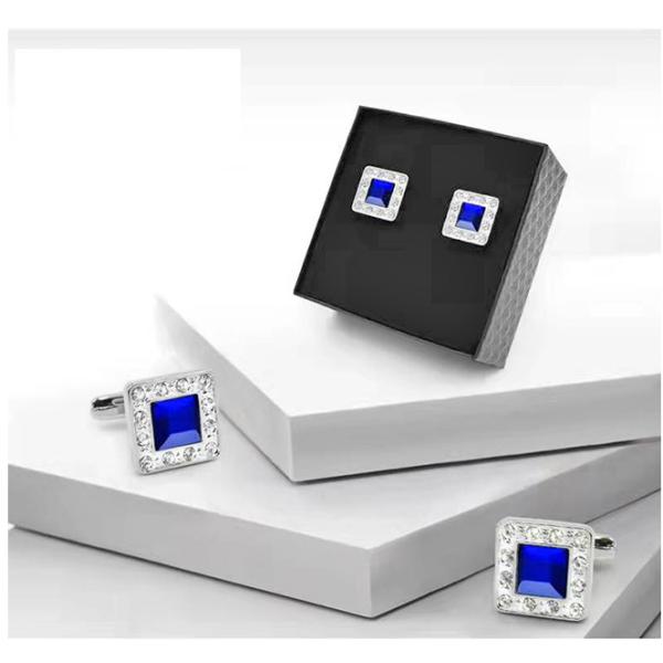 Metal Square Diamond Cufflinks Blue Color Fo Men Shirts Alloy Copper Material