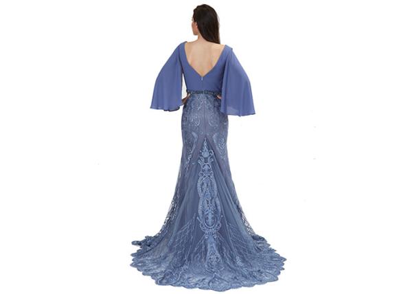 Nature Waistline Simple Vintage Long Evening Dresses For Ladies Europe Style