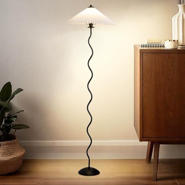 JYLIGHTING Lampe de sol plissée médiévale moderne pour la maison rétro verticale pour le salon chambre à coucher décoration nordique côté lit atmosphère lampe lampe pendentif moderne