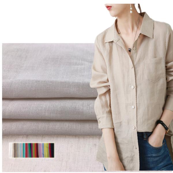 Wrinkle Free Dyed 60*60 Plain Woven Linen Fabric 105gsm Linen Shirt Cloth