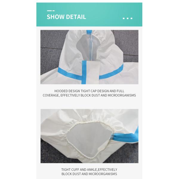 Waterproof Disposable Protective Suits , Virus Protective Clothing CE Certificate
